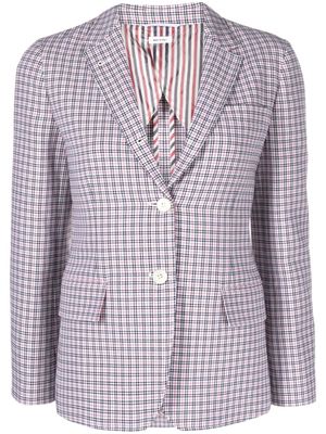 Thom Browne check crepe single-breasted blazer - White