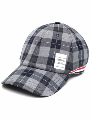 Thom Browne check pattern cap - Grey