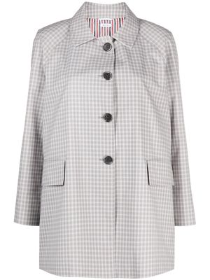 Thom Browne check-pattern cropped coat - Grey
