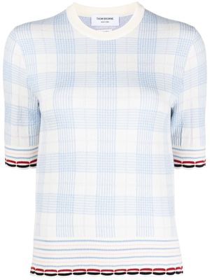 Thom Browne check-pattern knitted top - White