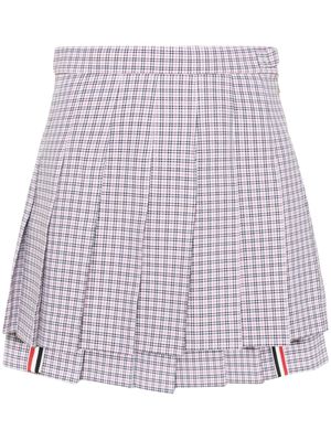 Thom Browne check-pattern pleated miniskirt - White