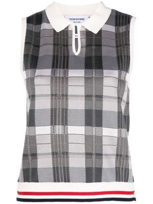 Thom Browne check-pattern sleeveless shirt - Grey