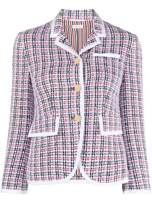 Thom Browne check-pattern tweed jacket - White