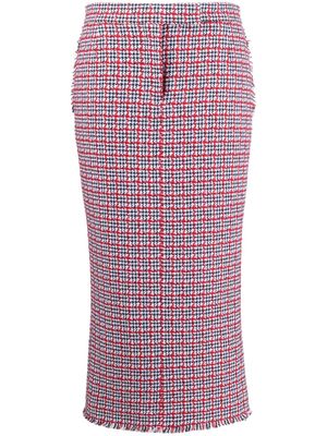 Thom Browne check-pattern tweed midi skirt - White
