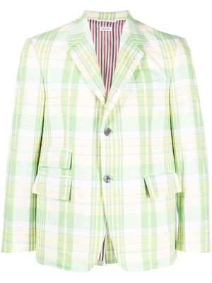 Thom Browne check-print cotton blazer - 330 LT GREEN