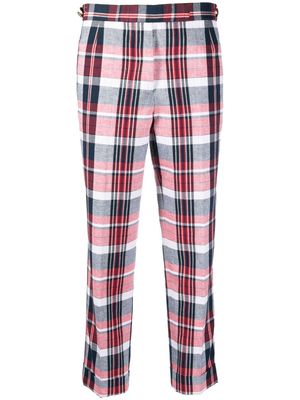 Thom Browne check-print cropped trousers - Red