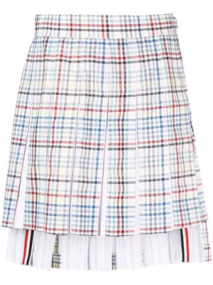 Thom Browne check-print pleated miniskirt - White