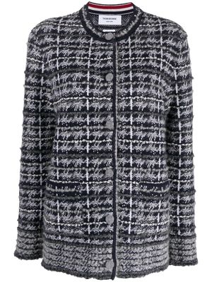 Thom Browne check tweed knit jacket - Grey