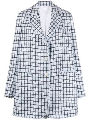 Thom Browne checked cotton single-breasted coat - Blue