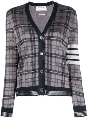 Thom Browne checked knitted cardigan - Grey