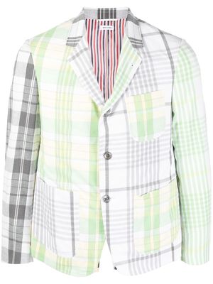 Thom Browne checked single-breasted blazer - 035 MED GREY