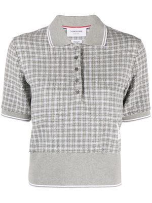 Thom Browne checked tweed polo shirt - Grey