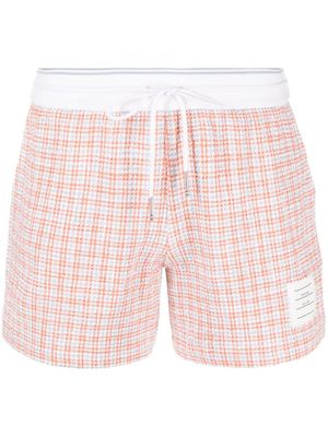Thom Browne checked tweed track shorts - Orange