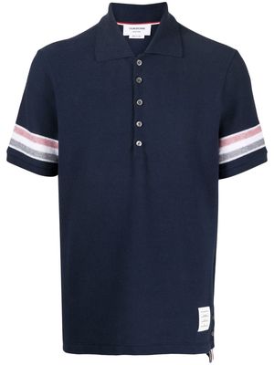Thom Browne chest logo-patch polo shirt - Blue