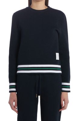 Thom Browne Chevron Jacquard Cotton Blend Sweater in Navy