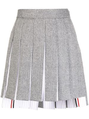 Thom Browne chevron-knit pleated skirt - 980 BLK/WHT