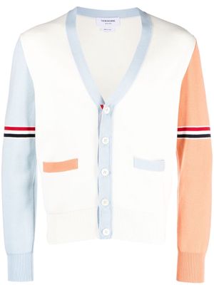 Thom Browne colour-block cotton cardigan - White