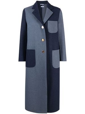 Thom Browne colour-block panel single-breasted coat - Blue