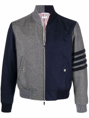 Thom Browne colour-block wool bomber jacket - Blue