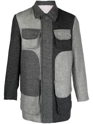 Thom Browne colour-block wool coat - Grey