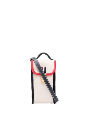 Thom Browne contrast-trim messenger bag - Neutrals