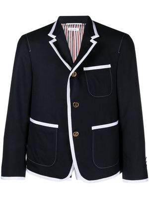 Thom Browne contrasting-trim single-breasted blazer - Blue