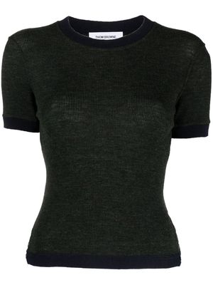 Thom Browne contrasting-trim wool T-shirt - Green