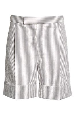 Thom Browne Cotton Seersucker Shorts in Medium Grey