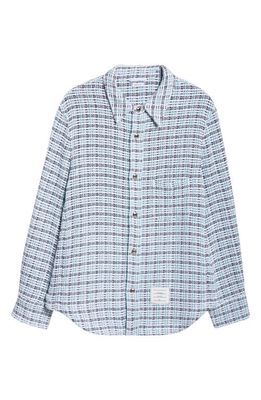 Thom Browne Cotton Tweed Shirt Jacket in Medium Blue