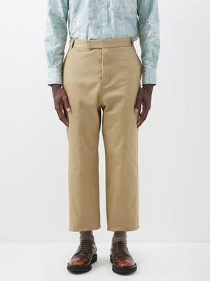 Thom Browne - Cotton-twill Straight-leg Trousers - Mens - Beige