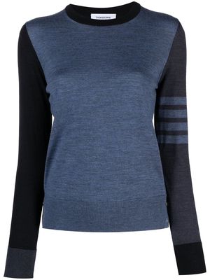 Thom Browne crew neck fine-knit jumper - Blue