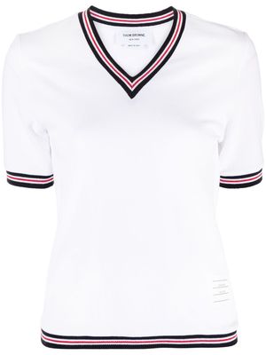 Thom Browne Cricket stripe v-neck T-shirt - White