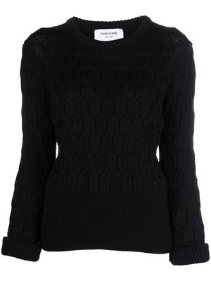 Thom Browne Crisscross virgin-wool cable-knit jumper - Black