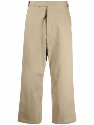 Thom Browne cropped grosgrain-loop trousers - Neutrals