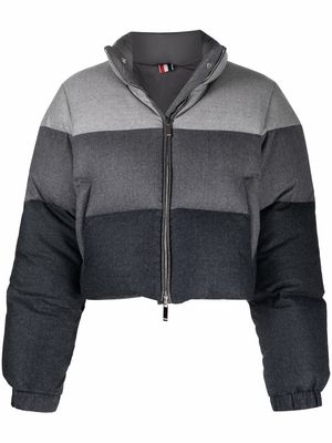 THOM BROWNE cropped puffer down jacket - Grey