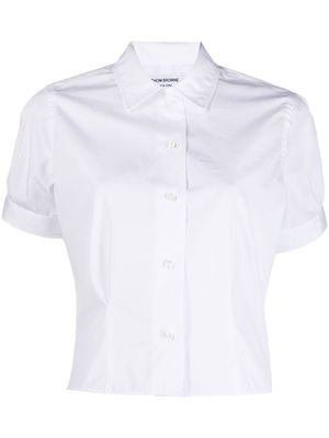 Thom Browne cropped short-sleeve shirt - 100 WHITE