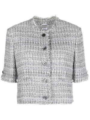 Thom Browne cropped silk tweed jacket - Grey