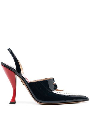 Thom Browne curved-heel 120mm leather pumps - Blue