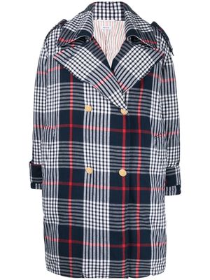 Thom Browne double-breasted checked coat - Blue
