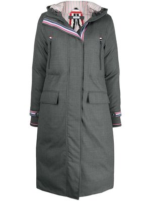 Thom Browne down-filled A-line hooded parka - Grey