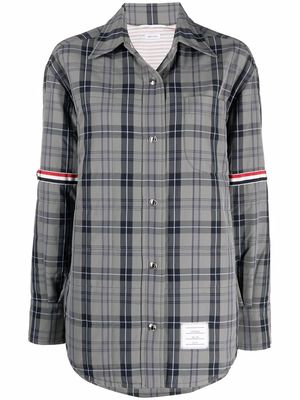Thom Browne down-filled tartan shirt jacket - Grey