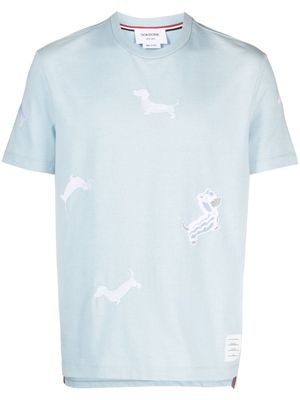Thom Browne Dragon Hector-embroidered T-shirt - Blue