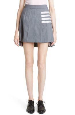 Thom Browne Drop Back Pleated Wool Miniskirt in Medium Grey