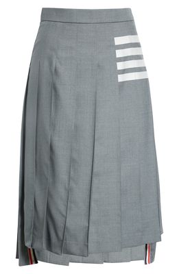 Thom Browne Drop Back Pleated Wool Skirt in Medium Grey