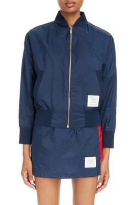 Thom Browne Dropped Shoulder Ripstop Bomber Jacket in Navy
