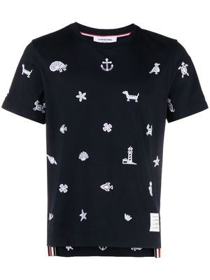 Thom Browne embroidered cotton T-shirt - Blue