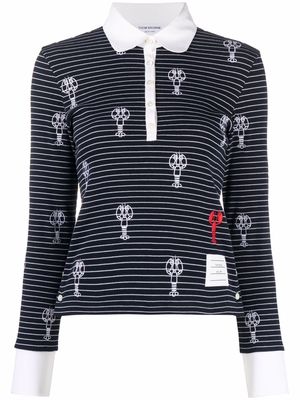 Thom Browne embroidered lobster polo shirt - Blue