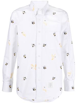 Thom Browne embroidered long-sleeved shirt - White