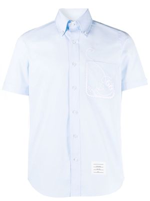 Thom Browne embroidered-motif short-sleeved shirt - Blue