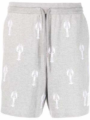 Thom Browne embroidered-motif track shorts - Grey